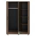 Armoire 3 portes avec 1 miroir central aspect bois teinté noyer - KASUAL