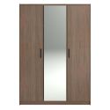 Armoire 3 portes avec 1 miroir central aspect bois teinté noyer - KASUAL