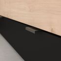 Lit 140x190/200 aspect bois et noir tête de lit tablettes - NORTH