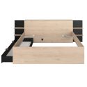 Lit 140x190/200 aspect bois et noir tête de lit tablettes - NORTH