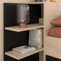 Lit 140x190/200 aspect bois et noir tête de lit tablettes - NORTH