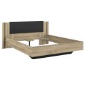 Lit 160x200 design aspect bois et noir - ELOUAN