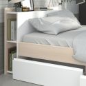 Lit 140x200 avec rangements aspect bois et blanc - FLEST