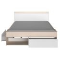 Lit 140x200 avec rangements aspect bois et blanc - FLEST