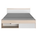 Lit 160x200 avec rangements aspect bois et blanc - FLEST