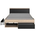 Lit 140x200 avec rangements aspect bois et noir - FLEST