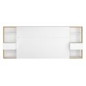 Tête de lit avec chevets suspendus et tablettes blanc et aspect bois - KATELL