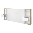Tête de lit avec chevets suspendus et tablettes blanc et aspect bois - KATELL