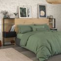 Tête de lit avec chevets suspendus et tablettes aspect bois et noir - KATELL