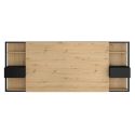 Tête de lit avec chevets suspendus et tablettes aspect bois et noir - KATELL