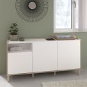 Buffet 3 portes 1 niches blanc et aspect bois clair - ORPHÉE