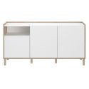 Buffet 3 portes 1 niches blanc et aspect bois clair - ORPHÉE