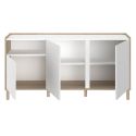 Buffet 3 portes 1 niches blanc et aspect bois clair - ORPHÉE