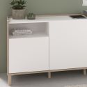 Buffet 3 portes 1 niches blanc et aspect bois clair - ORPHÉE