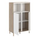 Rangements 2 portes 2 niches blanc et aspect bois clair - ORPHÉE