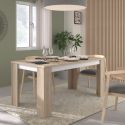 Table repas 160cm aspect bois clair et sous plateau blanc - ORPHÉE