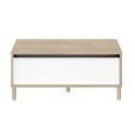 Table basse coffre plateau relevable aspect bois clair et 2 côtés blancs - ORPHÉE
