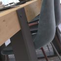 Table repas 220cm plateau aspect chêne pieds U en métal anthracite - YOUENN