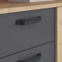 Buffet 3 portes aspect chêne et 3 tiroirs façades anthracite - YOUENN