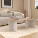 Tables basses gigogne plateaux arrondis aspect bois piétement blanc - TIFFENE