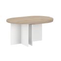 Tables basses gigogne plateaux arrondis aspect bois piétement blanc - TIFFENE