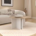 Tables basses gigogne plateaux arrondis aspect bois piétement blanc - TIFFENE