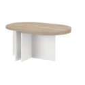 Tables basses gigogne plateaux arrondis aspect bois piétement blanc - TIFFENE