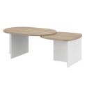 Tables basses gigogne plateaux arrondis aspect bois piétement blanc - TIFFENE
