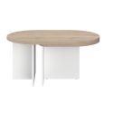 Tables basses gigogne plateaux arrondis aspect bois piétement blanc - TIFFENE
