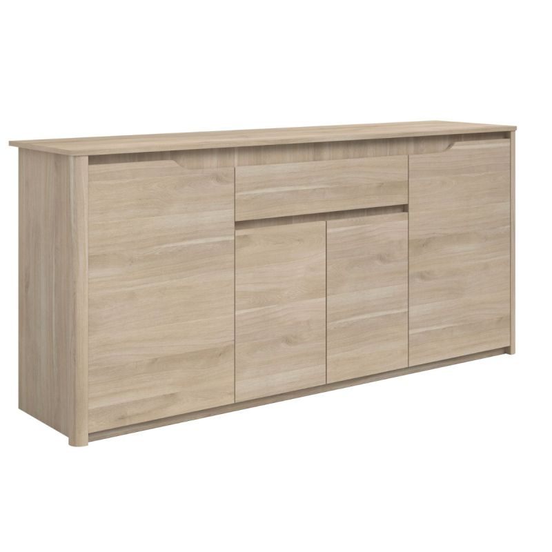 Buffet 4 portes 2 tiroirs aspect bois clair - TIFFENE