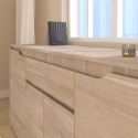 Buffet 4 portes 2 tiroirs aspect bois clair - TIFFENE