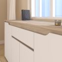 Buffet 4 portes 2 tiroirs aspect bois clair façades blanches - TIFFENE