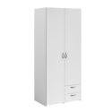 Armoire 2 portes 2 tiroirs blanche - AMAEL