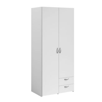 Armoire 2 portes 2 tiroirs blanche - AMAEL