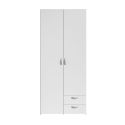 Armoire 2 portes 2 tiroirs blanche - AMAEL
