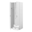 Armoire 2 portes 2 tiroirs blanche - AMAEL