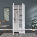 Armoire 2 portes 2 tiroirs blanche - AMAEL