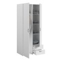 Armoire 2 portes 2 tiroirs blanche - AMAEL