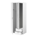 Armoire 2 portes 2 tiroirs blanche avec miroir - AMAEL