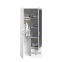 Armoire 2 portes 2 tiroirs blanche avec miroir - AMAEL