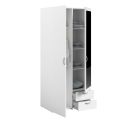 Armoire 2 portes 2 tiroirs blanche avec miroir - AMAEL