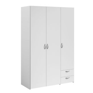 Armoire 3 portes 2 tiroirs blanche - AMAEL