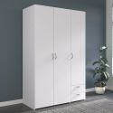 Armoire 3 portes 2 tiroirs blanche - AMAEL