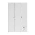 Armoire 3 portes 2 tiroirs blanche - AMAEL