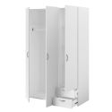 Armoire 3 portes 2 tiroirs blanche - AMAEL