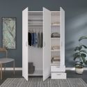 Armoire 3 portes 2 tiroirs blanche - AMAEL