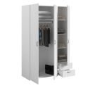 Armoire 3 portes 2 tiroirs blanche - AMAEL