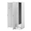 Armoire 3 portes 2 tiroirs blanche avec miroir - AMAEL