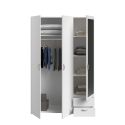 Armoire 3 portes 2 tiroirs blanche avec miroir - AMAEL