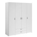 Armoire 4 portes 2 tiroirs blanche - AMAEL